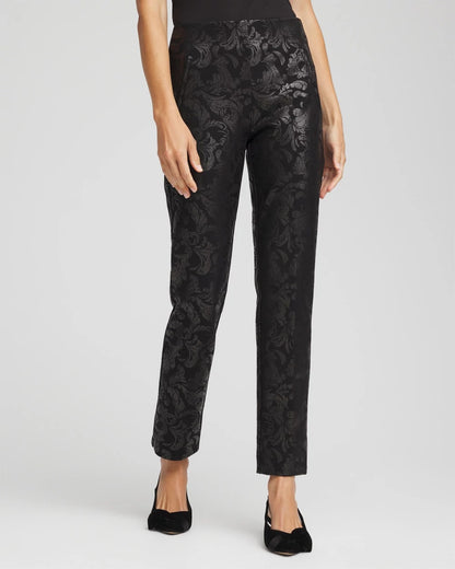 Chico's Juliet Black Foiled  Slim Ankle Pants