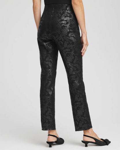 Chico's Juliet Black Foiled  Slim Ankle Pants