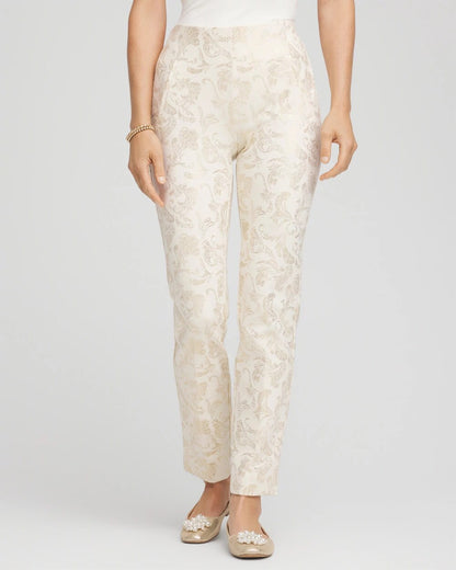 Chico's Juliet Golden Foiled Slim Ankle Pants