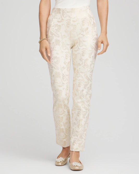 Chico's Juliet Golden Foiled Slim Ankle Pants