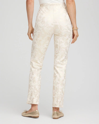 Chico's Juliet Golden Foiled Slim Ankle Pants