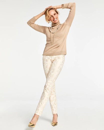 Chico's Juliet Golden Foiled Slim Ankle Pants