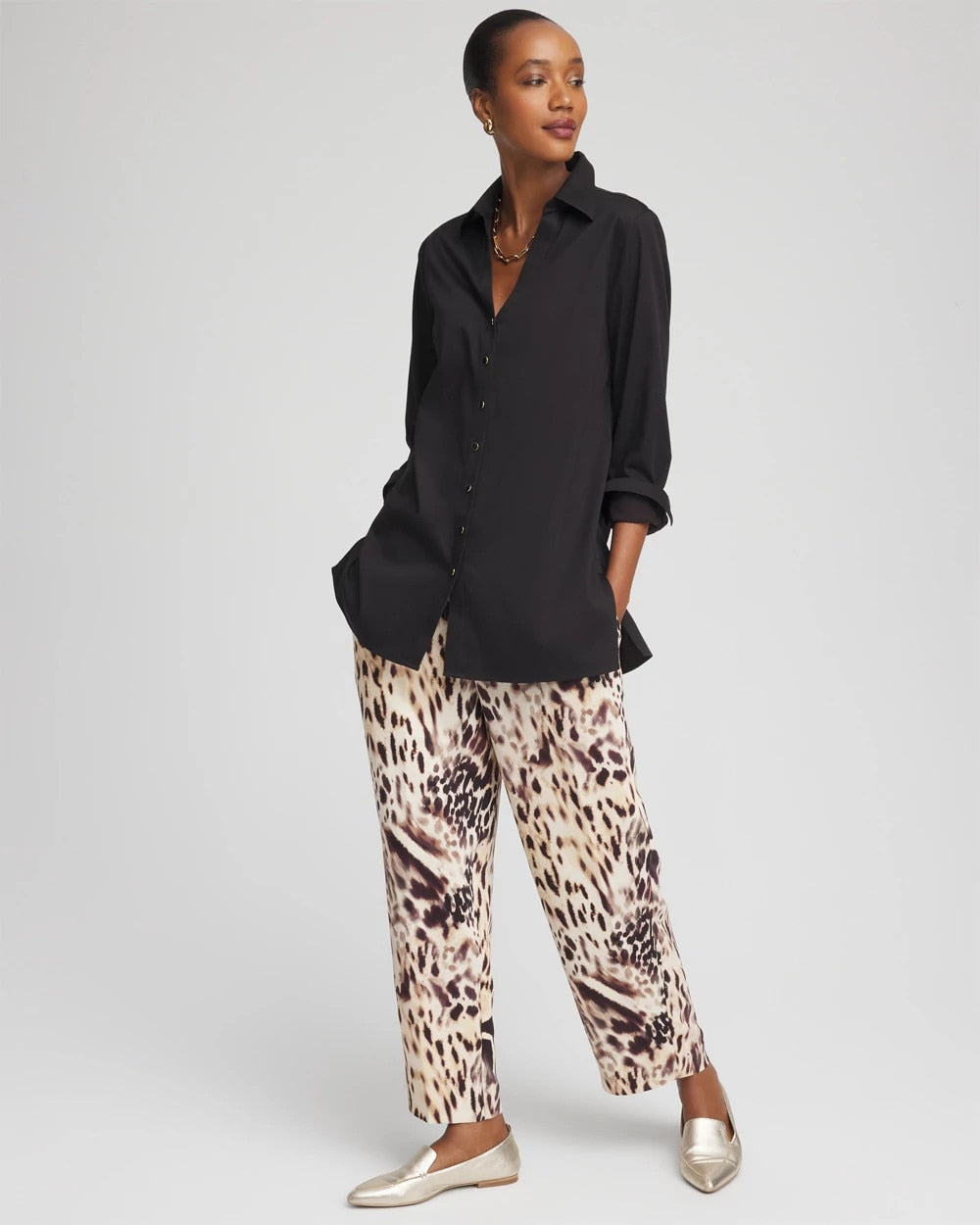 Chico's Bengal Marks Crepe Pull-On Ankle Pants