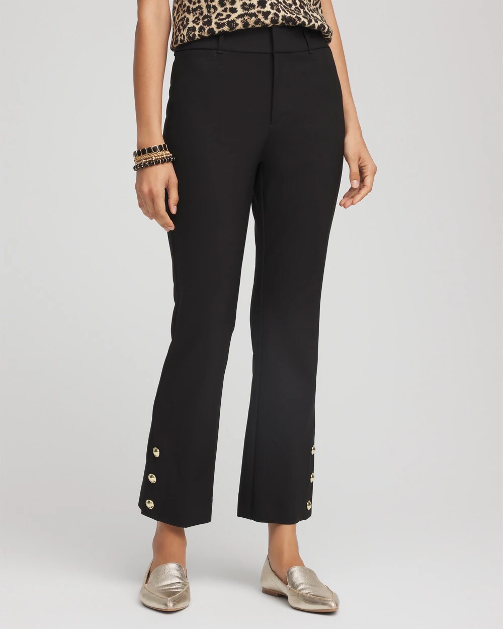 Chico's Bi-Stretch Flared Button-Hem Cropped Pants