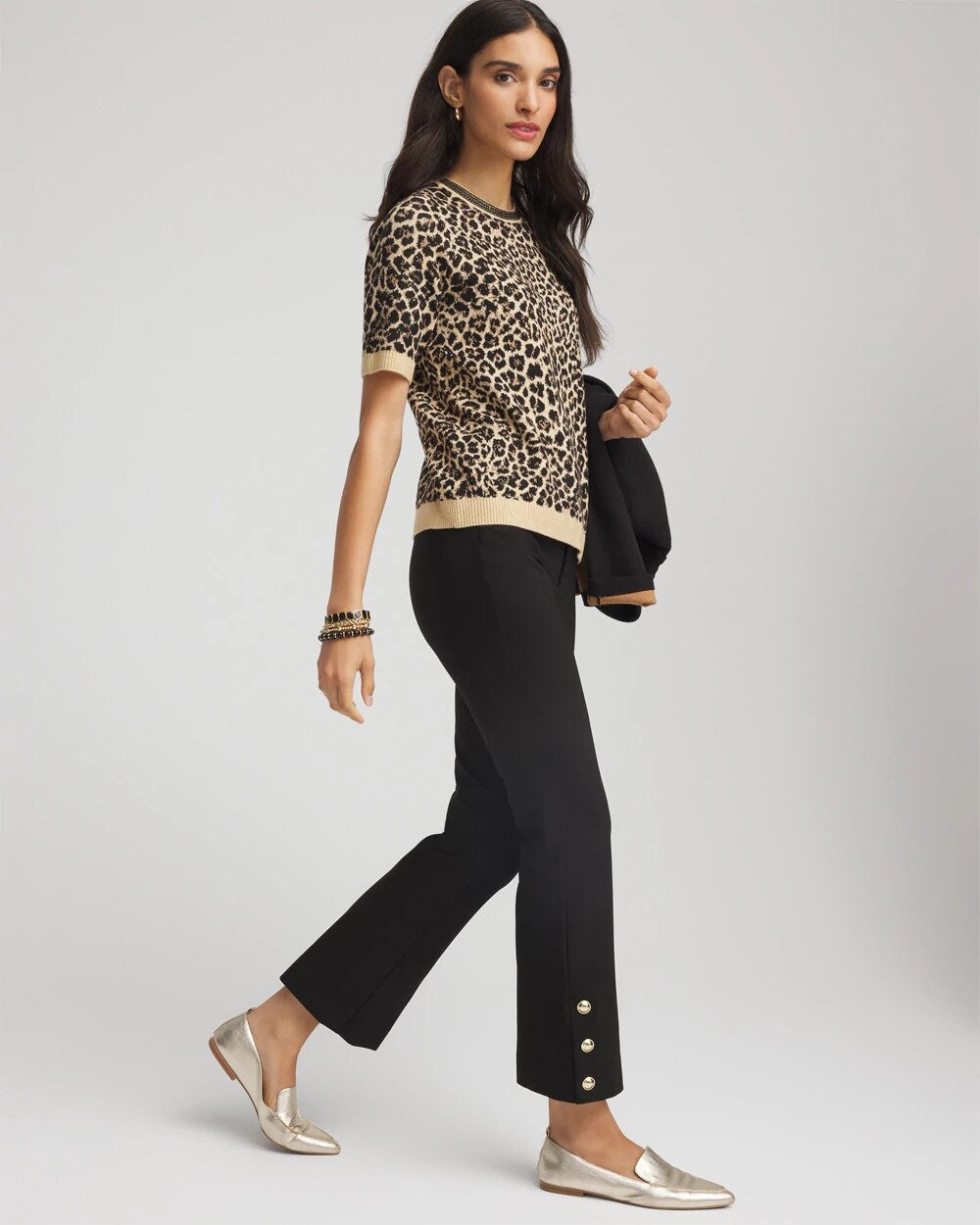Chico's Bi-Stretch Flared Button-Hem Cropped Pants