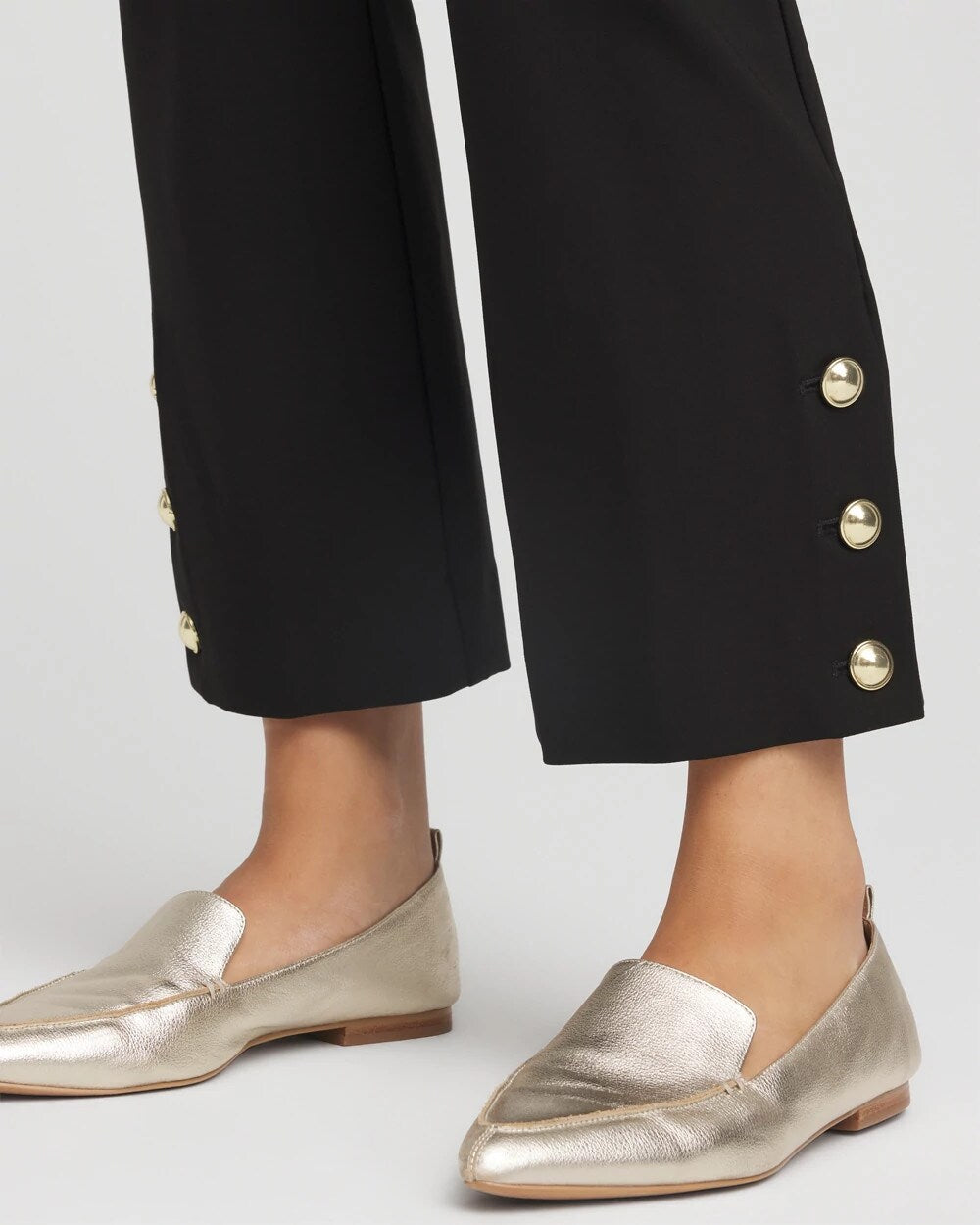 Chico's Bi-Stretch Flared Button-Hem Cropped Pants