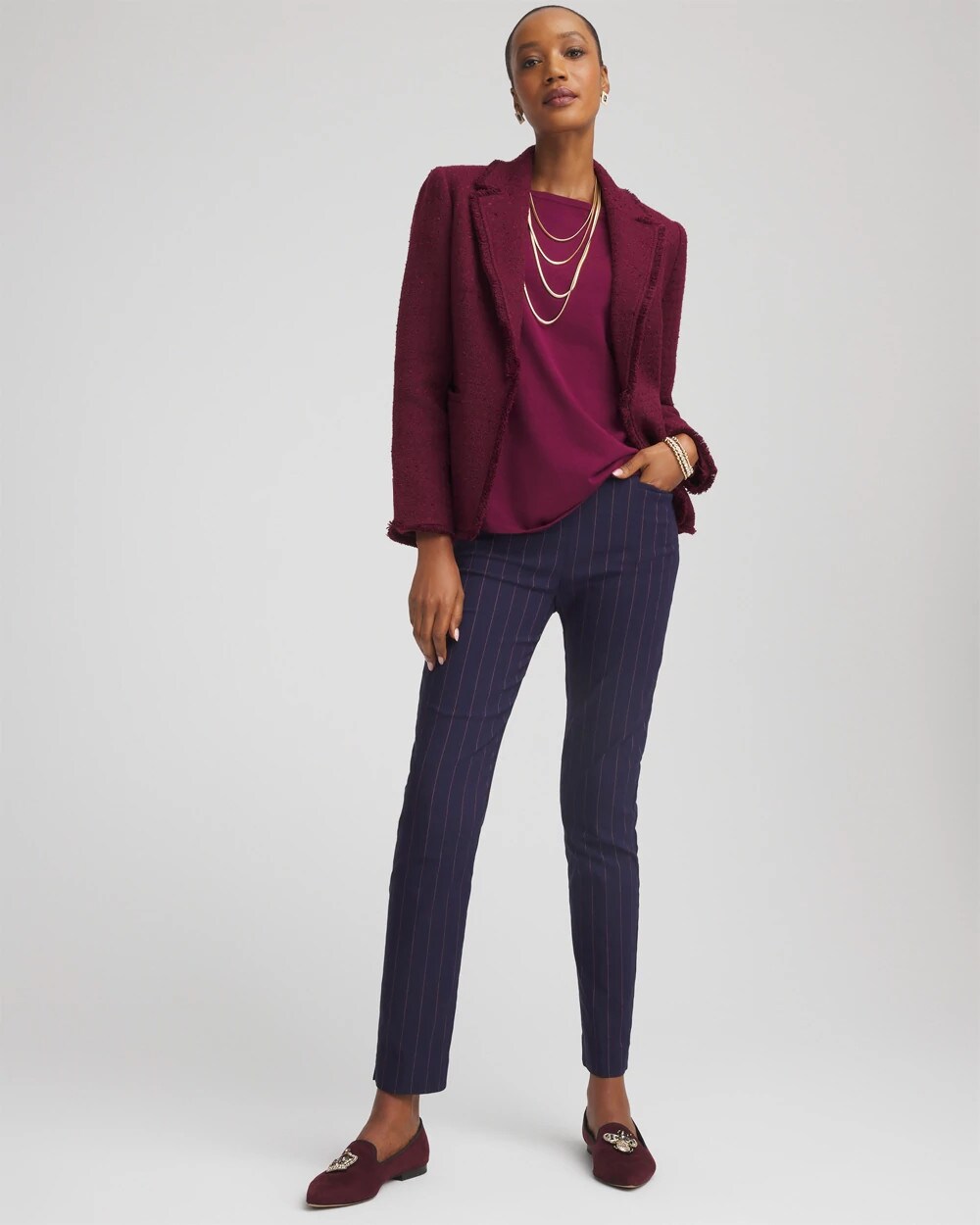 Chico's Pinstriped Brigitte™ Slim Pull-On Ankle Pants