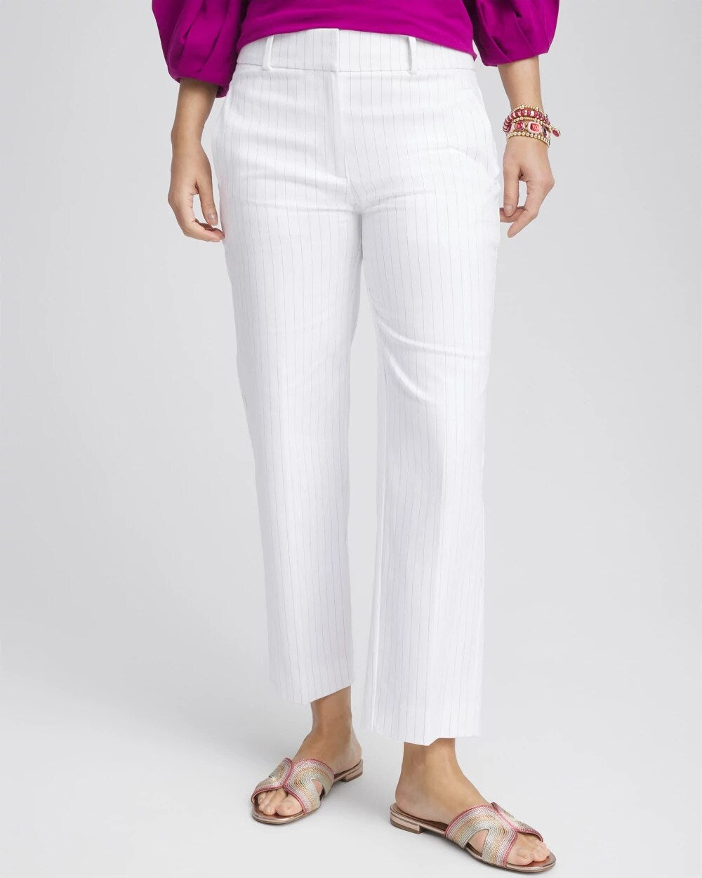 Chico's Striped Straight-Leg Cropped Pants