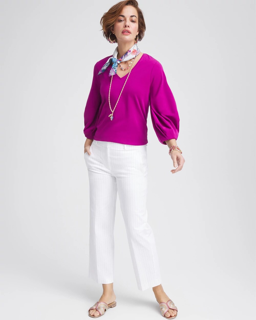 Chico's Striped Straight-Leg Cropped Pants
