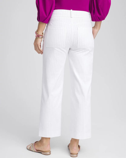 Chico's Striped Straight-Leg Cropped Pants