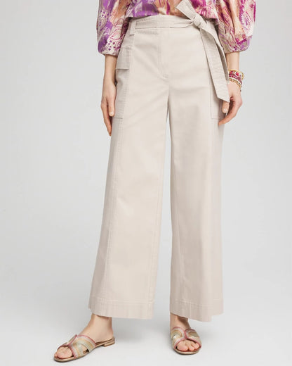 Chico's Belted Twill Utility Cropped Pants