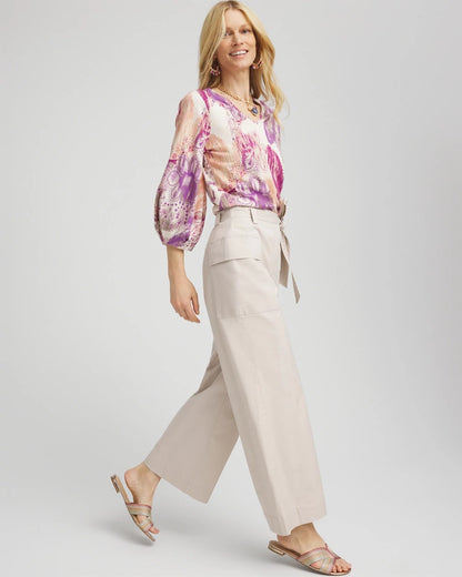 Chico's Belted Twill Utility Cropped Pants