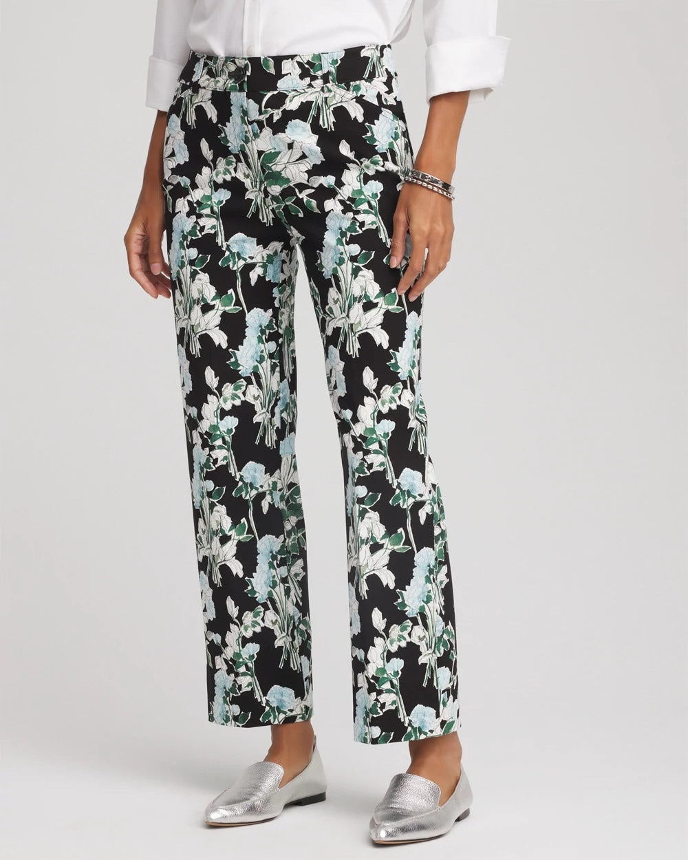 Chico's Floral Emme Straight Ankle Pants