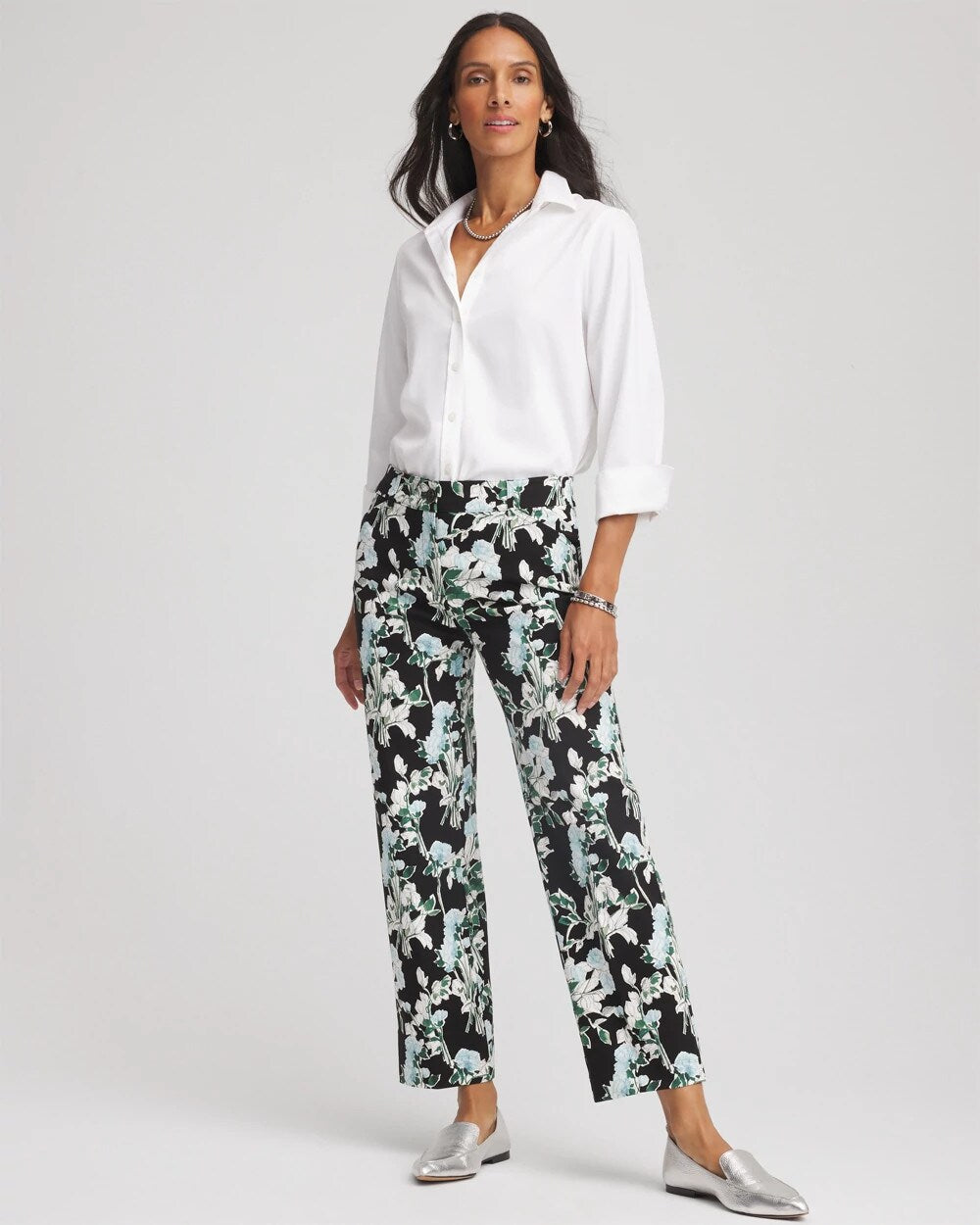 Chico's Floral Emme Straight Ankle Pants