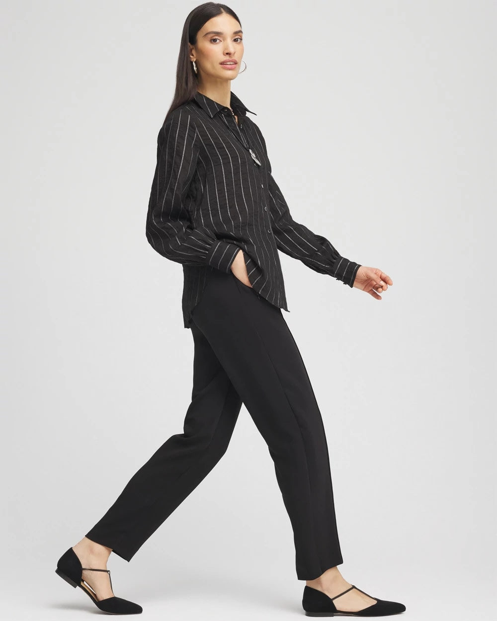 Chico's Crepe Side-Zip Tapered Ankle Pants