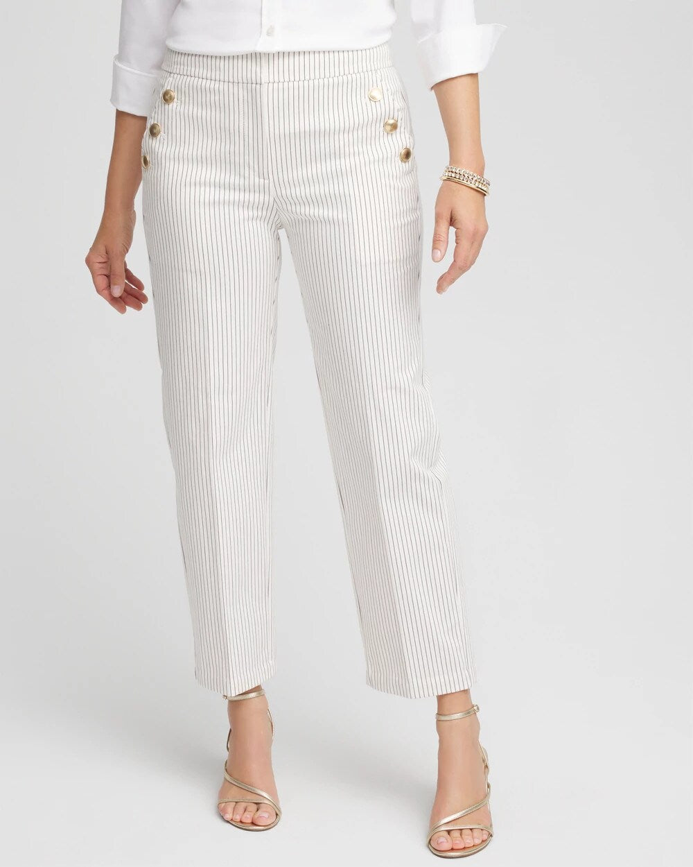 Chico's Emme Striped Sailor Straight Crops