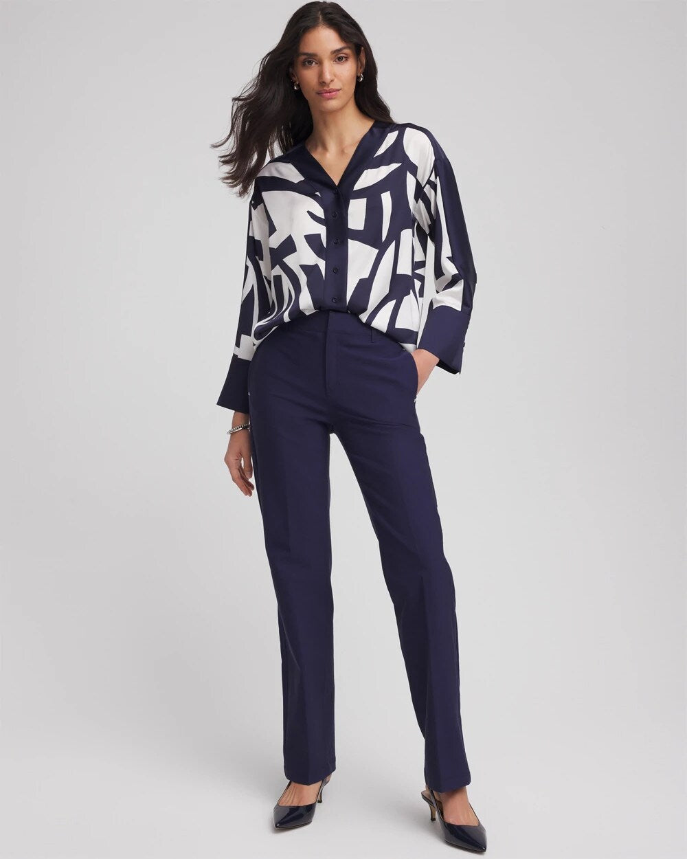 Chico's Cotton Straight-Leg Trousers