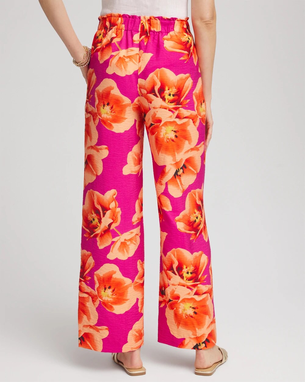 Chico's Tropical Smocked Pull-On Pants