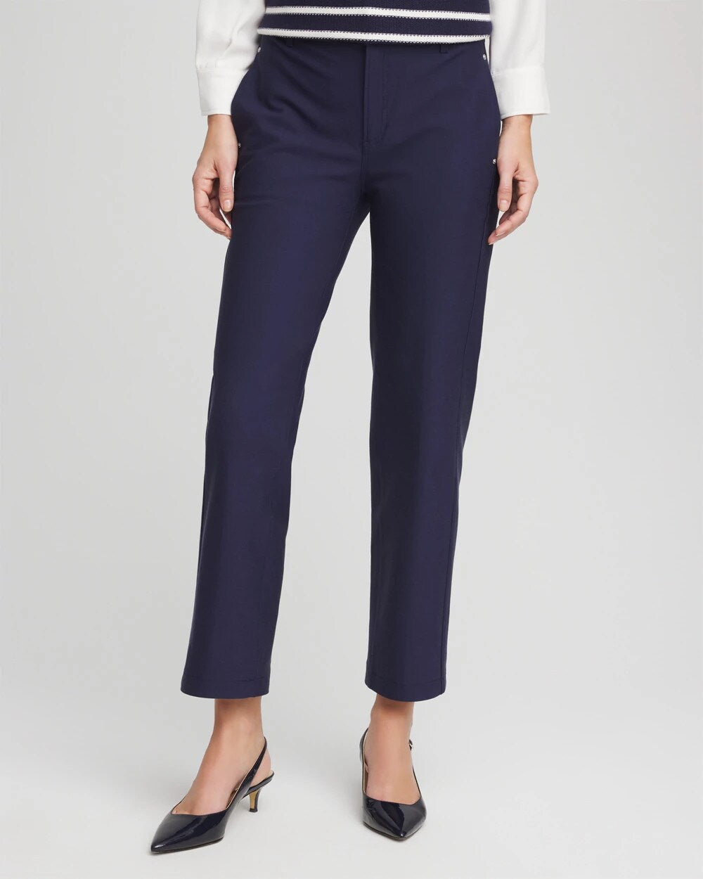 Chico's Cotton Straight Ankle Trousers