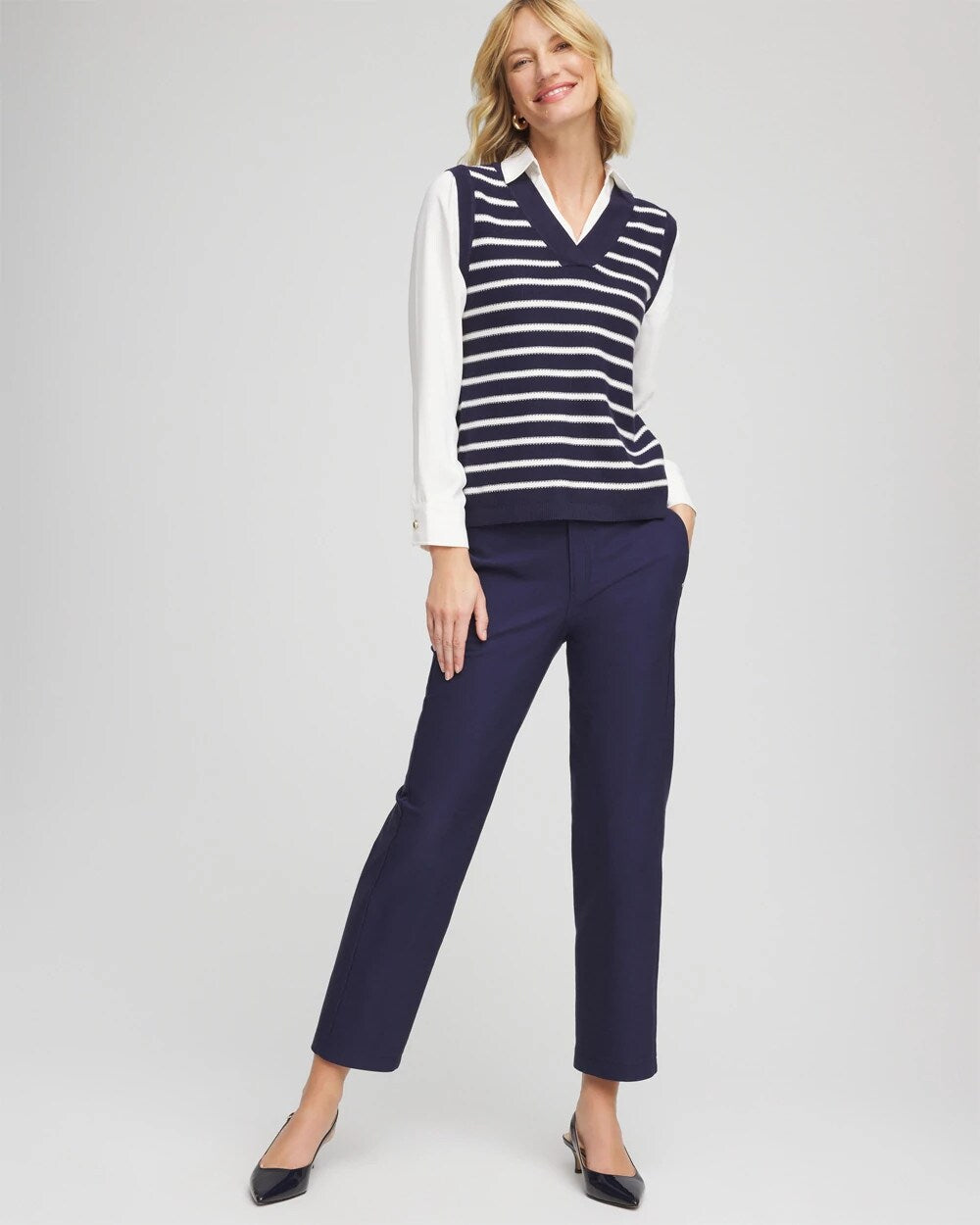 Chico's Cotton Straight Ankle Trousers
