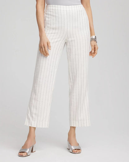 Chico's Metallic Striped Straight Cropped Pants