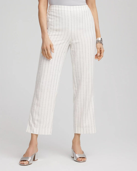 Chico's Metallic Striped Straight Cropped Pants