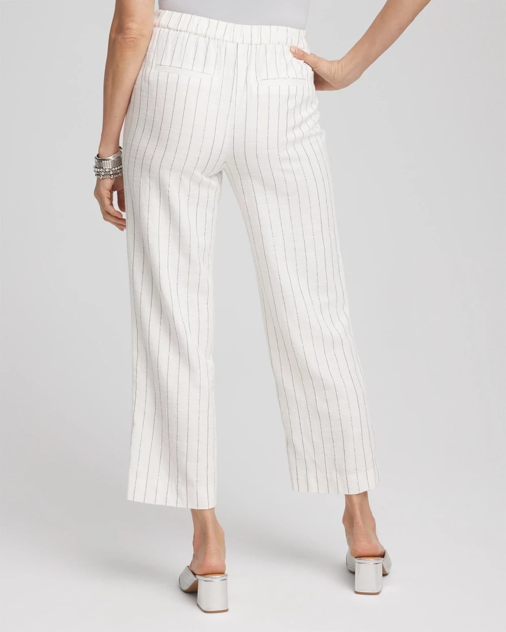Chico's Metallic Striped Straight Cropped Pants