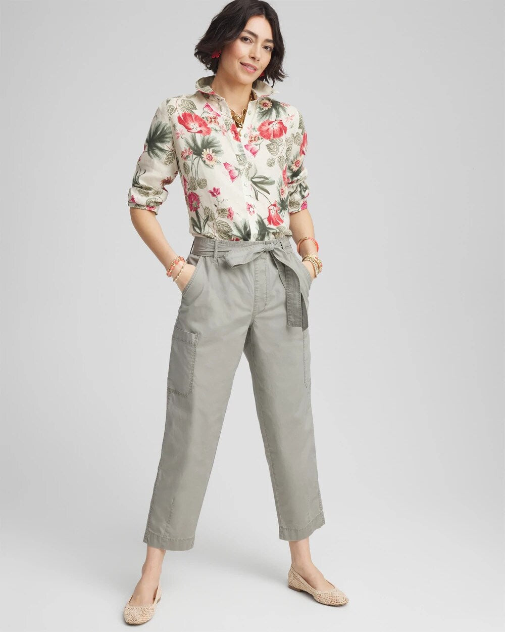 Chico's Poplin Pull-On Tapered-Leg Cropped Pants
