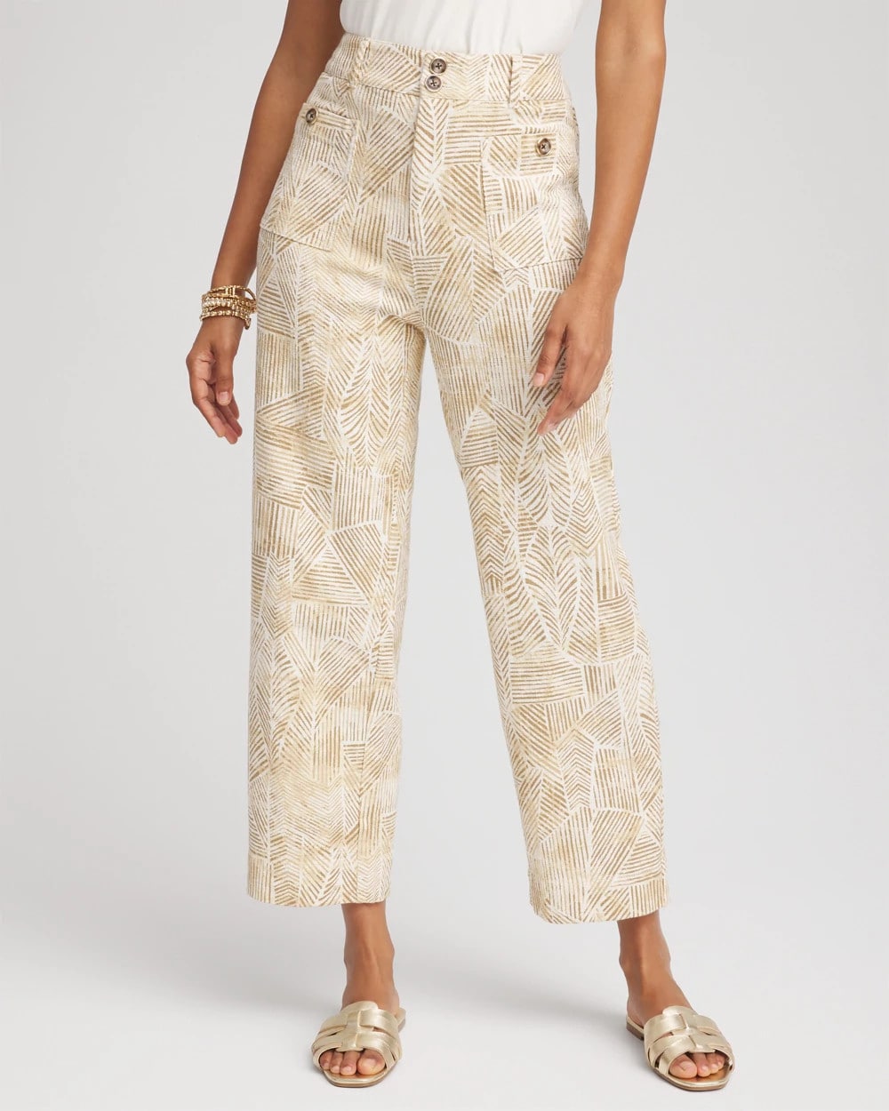 Chico's Printed Cropped Straight-Leg Pants