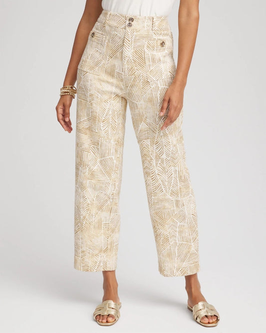 Chico's Printed Cropped Straight-Leg Pants