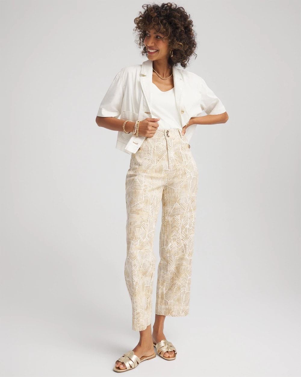 Chico's Printed Cropped Straight-Leg Pants