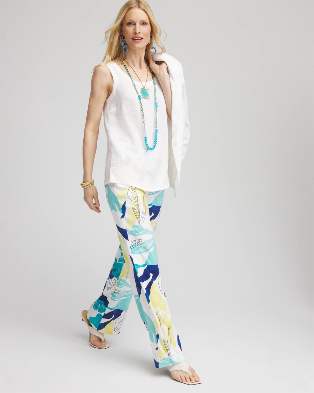 Chico's Tropical Linen Stretch Relaxed Pants