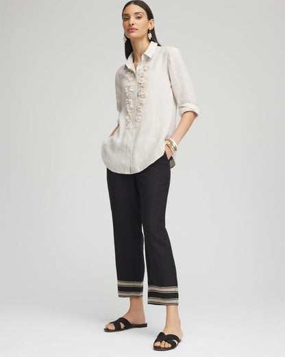Chico's Linen Elastic Waist Cropped Pants