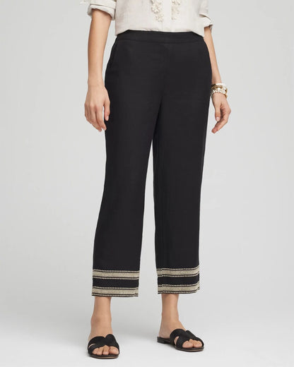 Chico's Linen Elastic Waist Cropped Pants