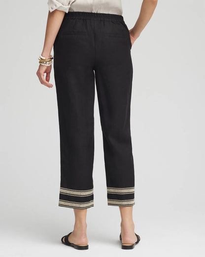 Chico's Linen Elastic Waist Cropped Pants