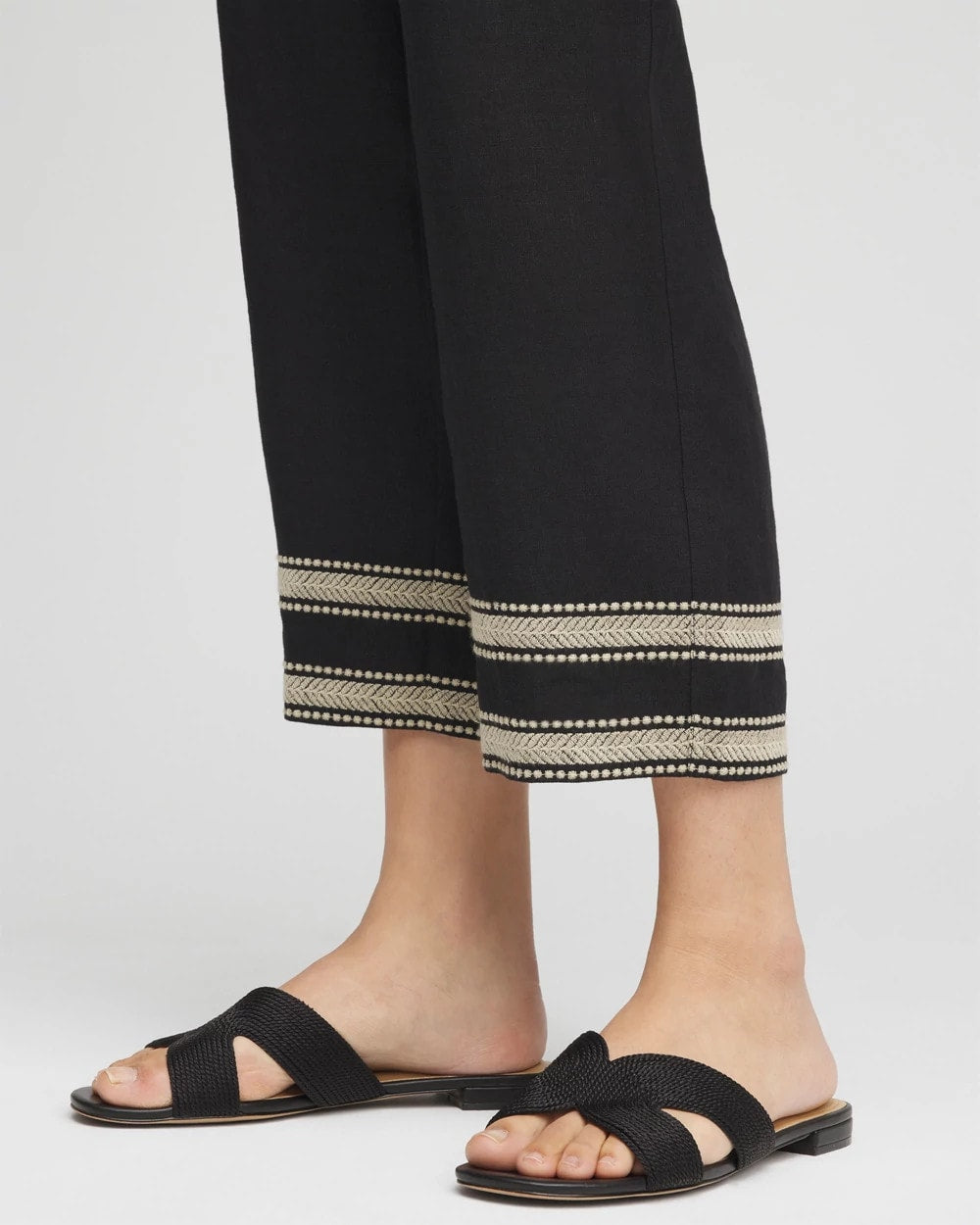 Chico's Linen Elastic Waist Cropped Pants