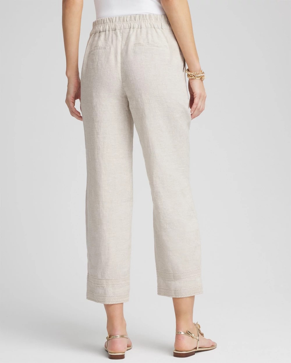 Chico's Linen Pull On Waist Cropped Pants