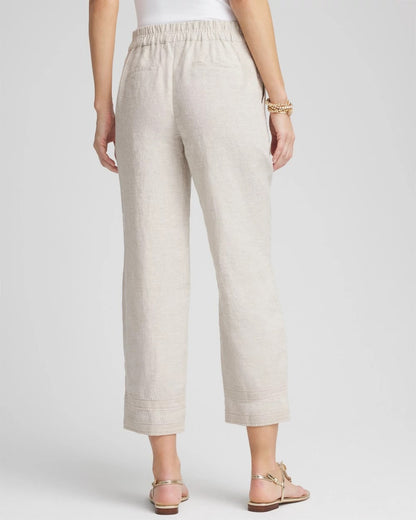 Chico's Linen Pull On Waist Cropped Pants