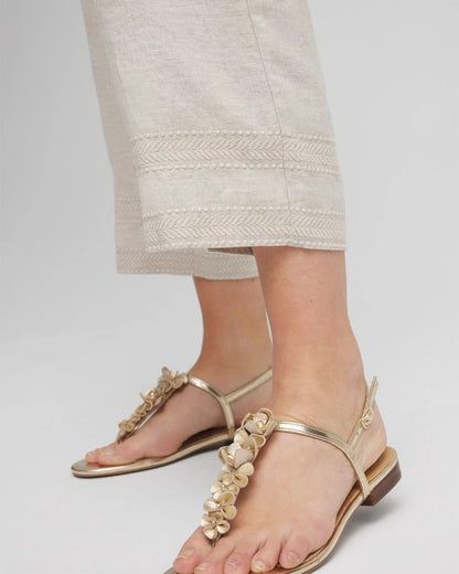 Chico's Linen Pull On Waist Cropped Pants