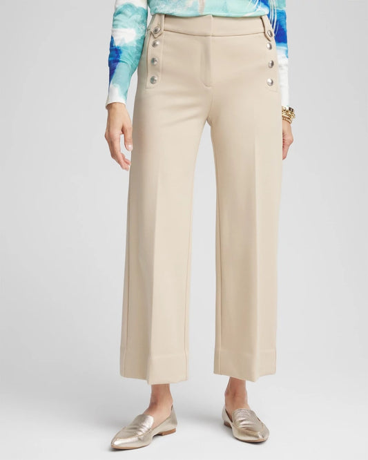 Chico's Button Knit Twill Cropped Pants