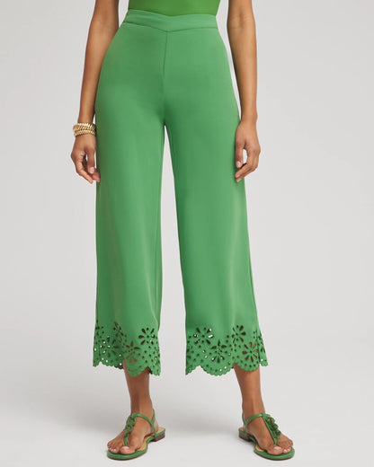 Chico's Satin Eyelet Hem Culottes