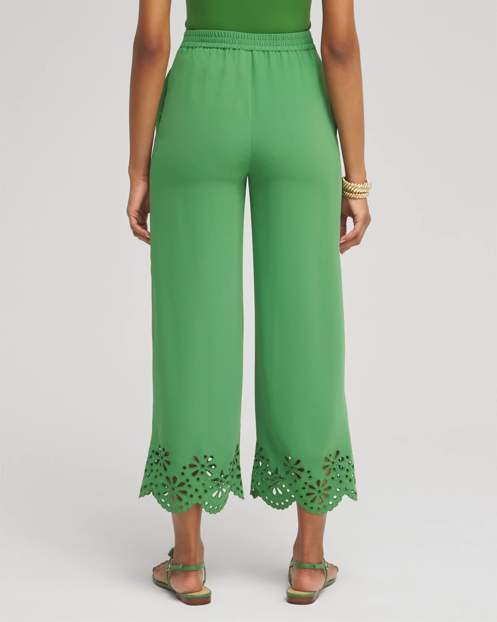 Chico's Satin Eyelet Hem Culottes