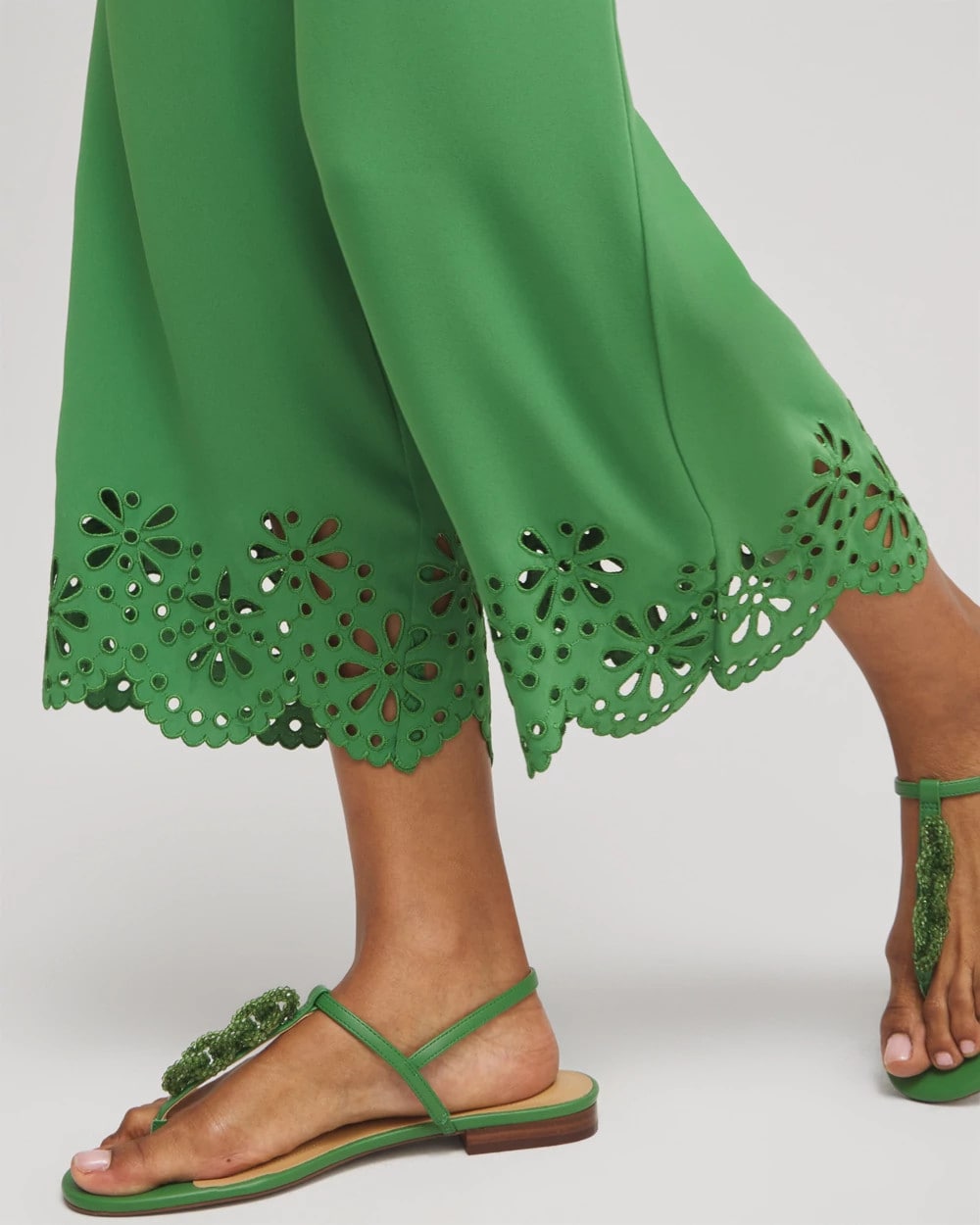 Chico's Satin Eyelet Hem Culottes