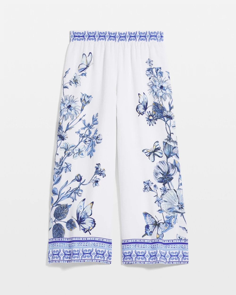 Chico's Butterfly Pull-On Linen Cropped Pants