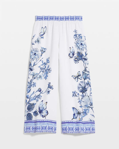 Chico's Butterfly Pull-On Linen Cropped Pants
