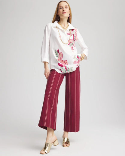 Chico's Brigitte™ Striped Slub Wide-Leg Cropped Pants