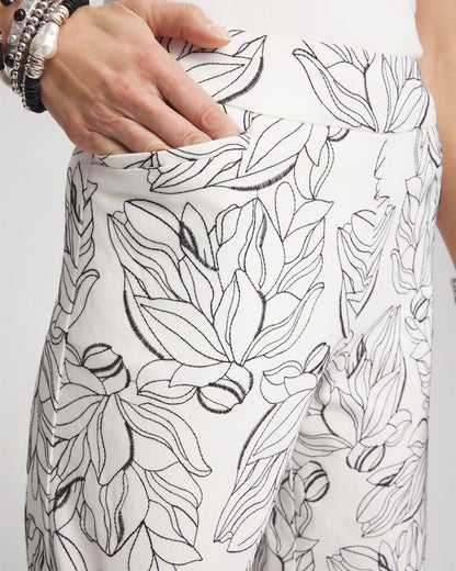Chico's Brigitte™ Floral Embroidered Wide-Leg Cropped Pants