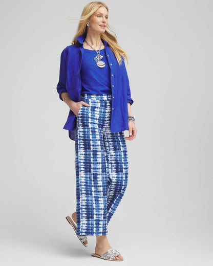 Chico's Tie-Dye Linen Cropped Pants