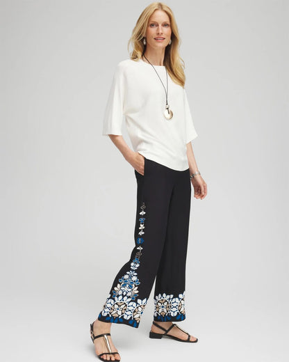 Chico's Placed Floral Print Soft Cropped Pants