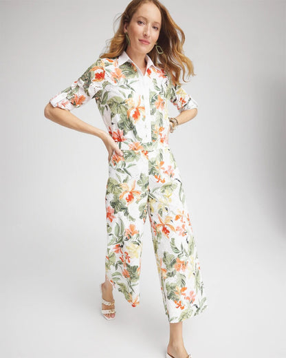 Chico's Floral Eyelet Culotte Pants
